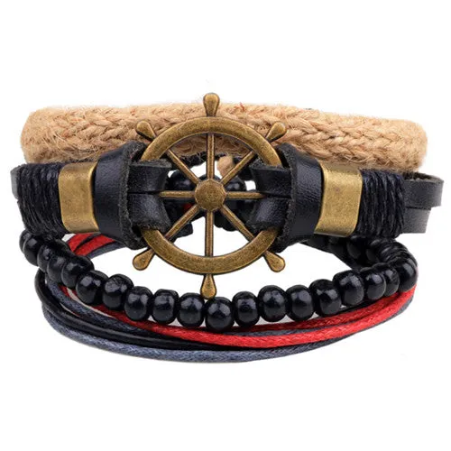 New Design 1 Set Men's bracelet Women Vintage Multilayer Leather Bracelets bangles Jewelry pulsera Hombre