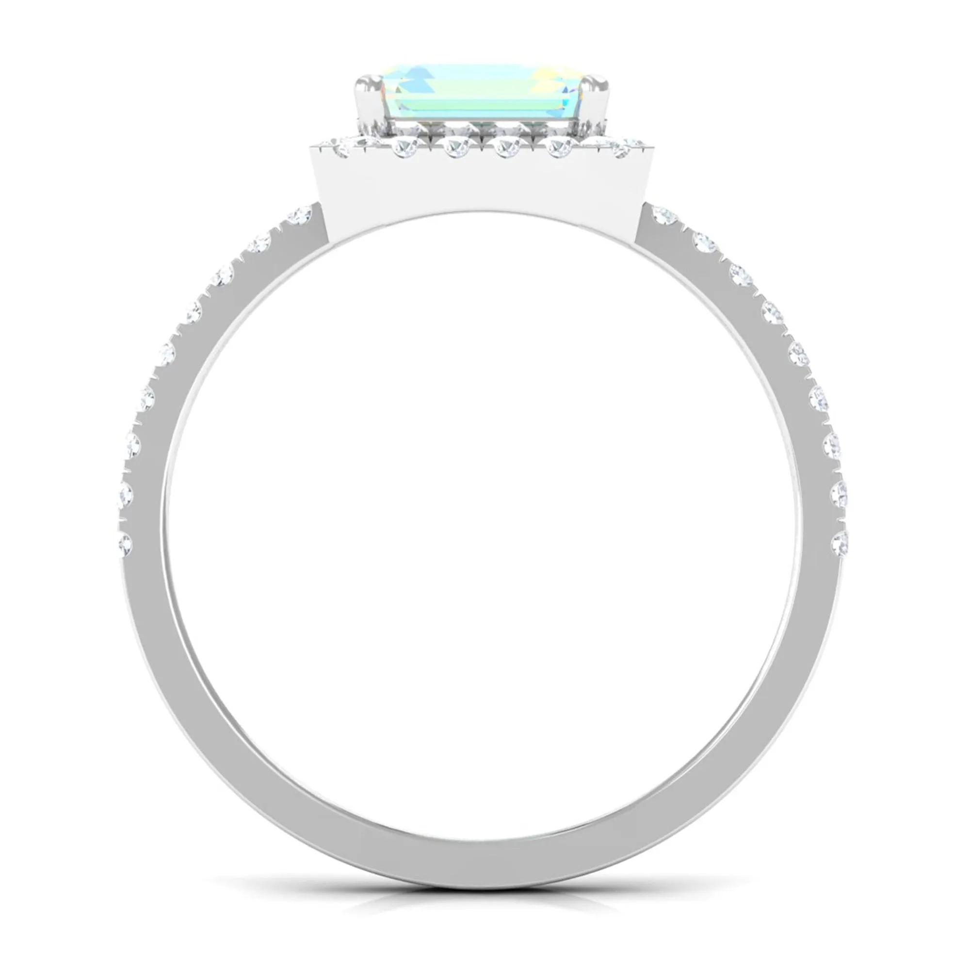 Octagon Cut Ethiopian Opal Simple Engagement Ring with Diamond Halo