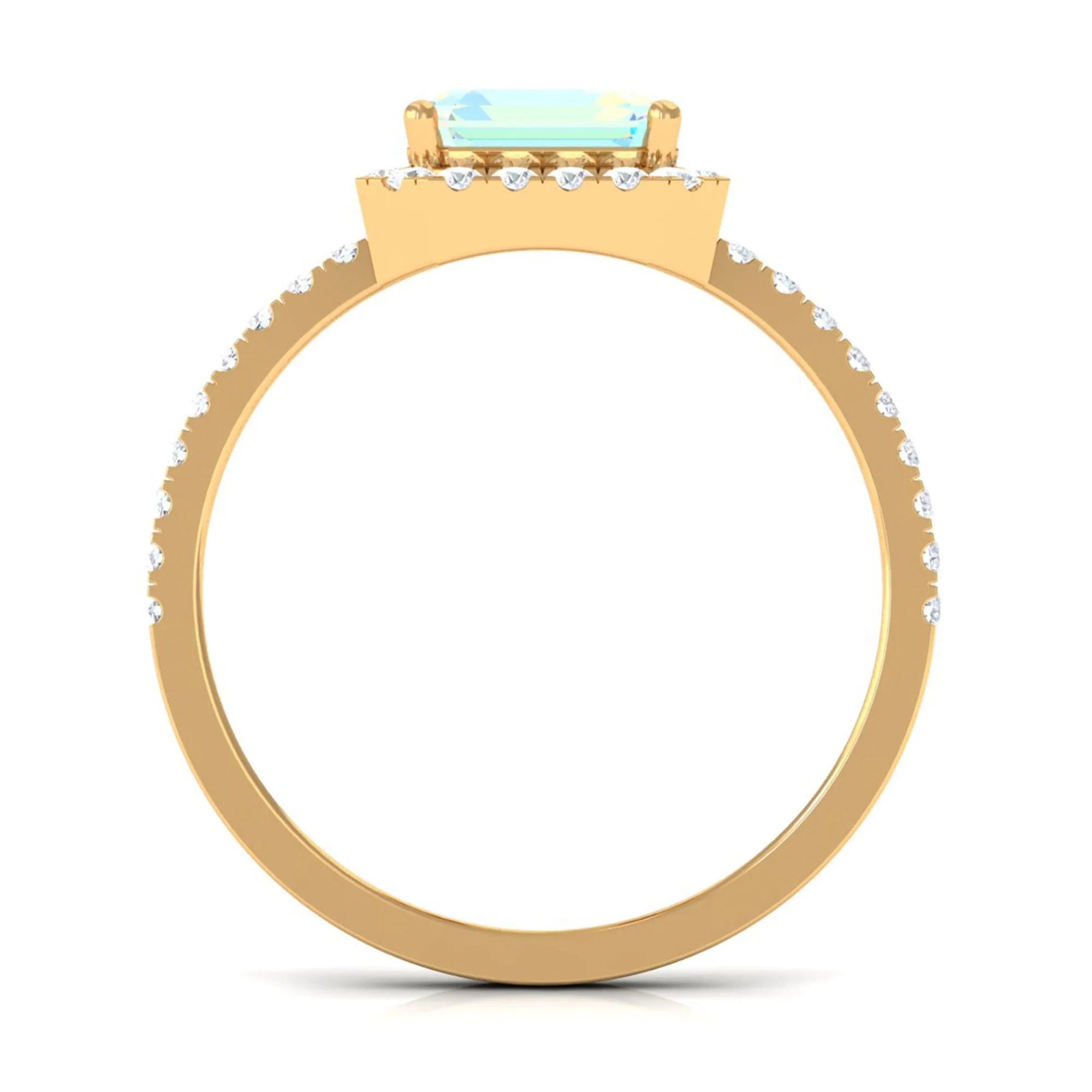 Octagon Cut Ethiopian Opal Simple Engagement Ring with Diamond Halo