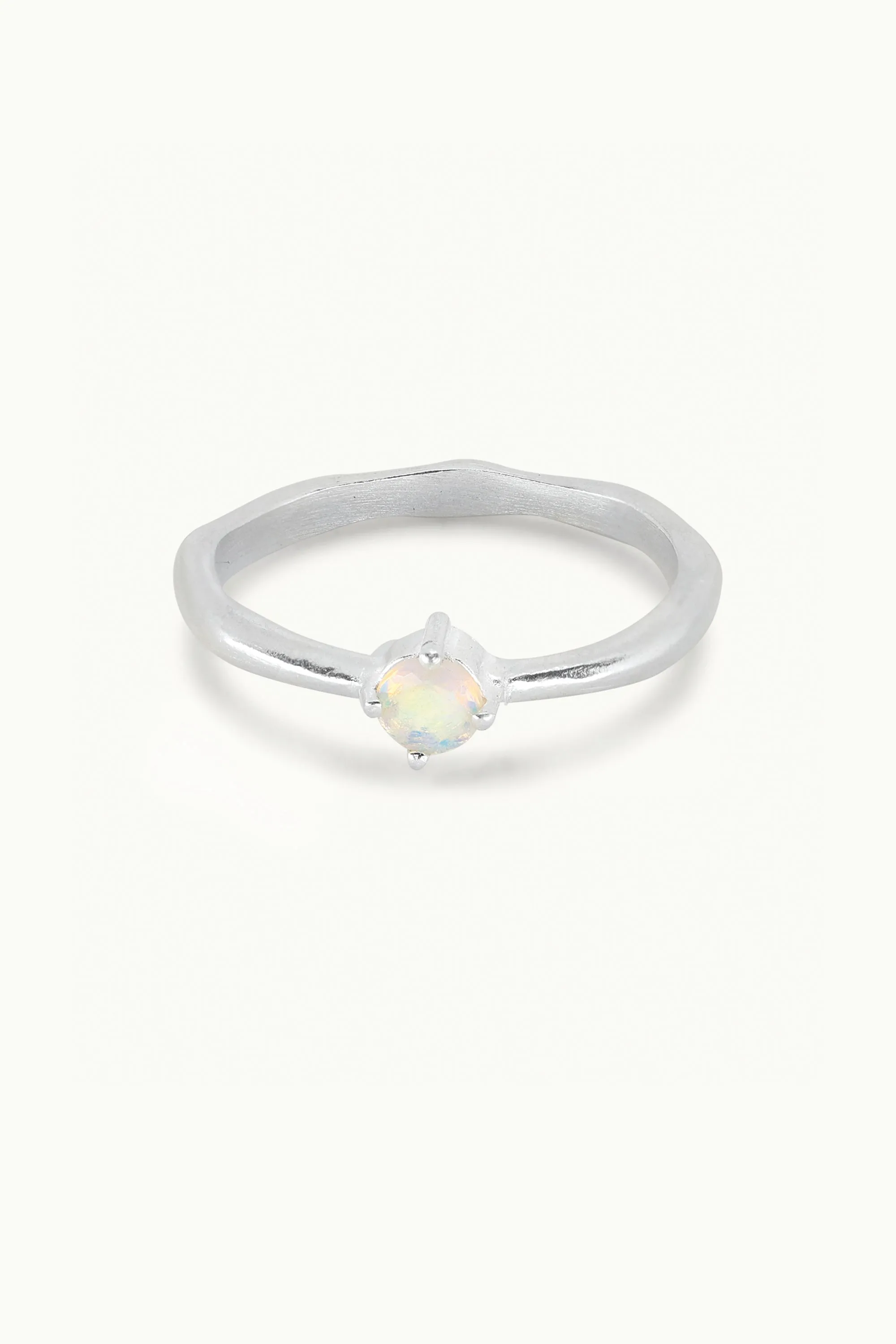 October Opal Silver Birthstone Ring