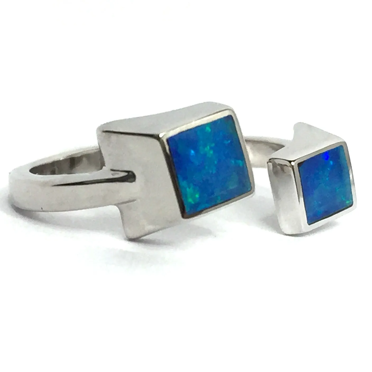 Opal Rings Square Ends Inlaid Cuff Design