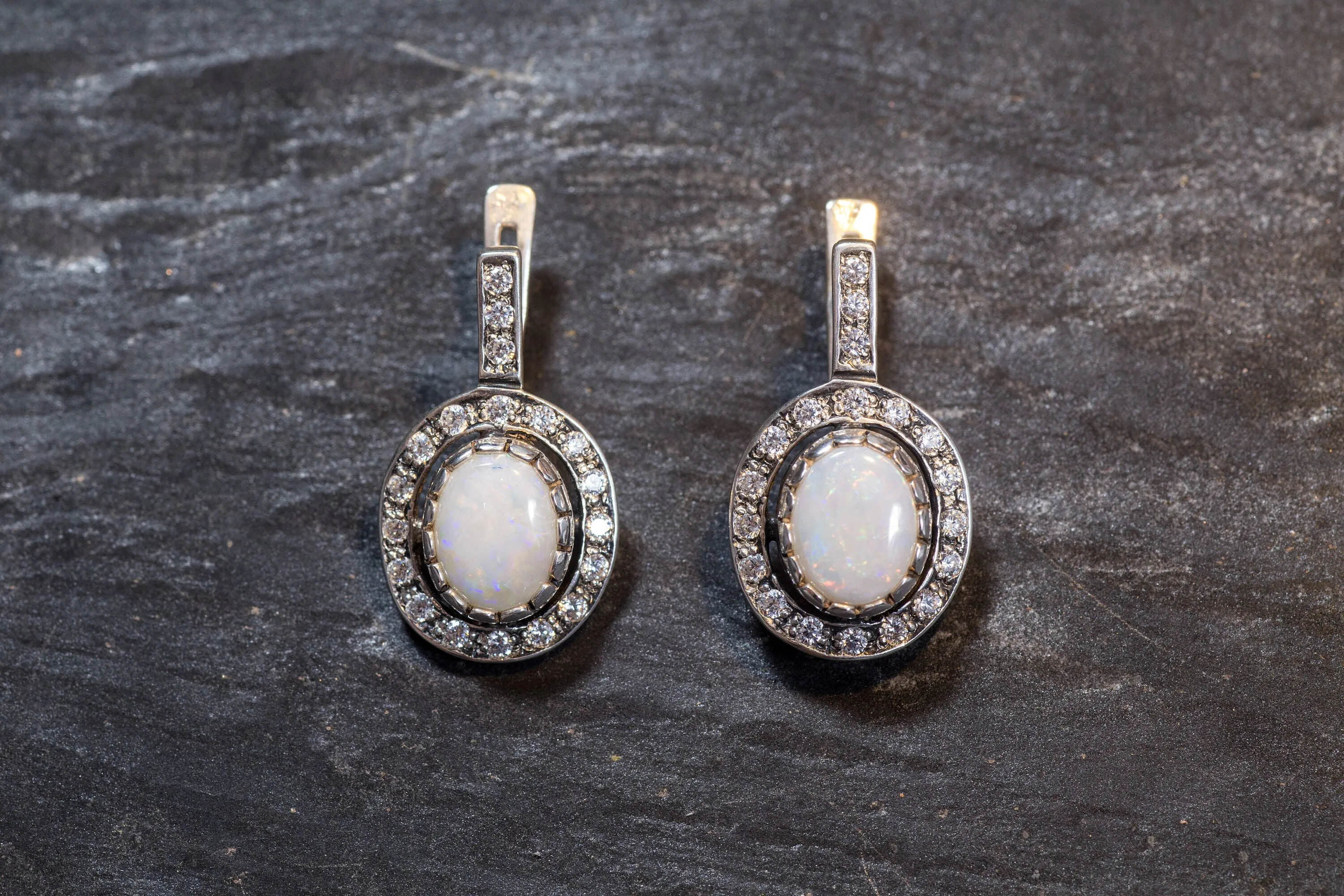 Opal Vintage Earrings - Long Opal Earrings - Opal Statement Earrings