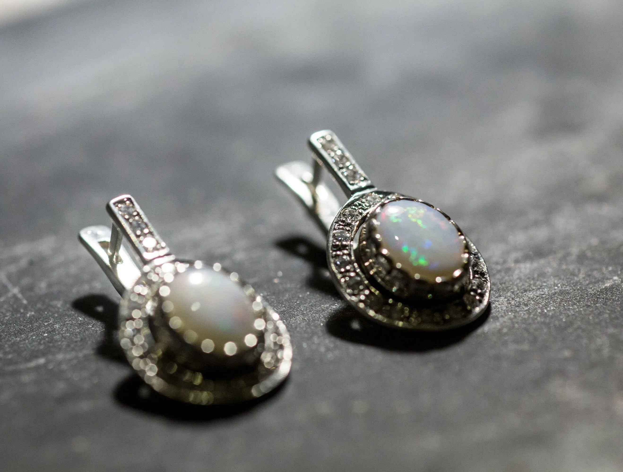 Opal Vintage Earrings - Long Opal Earrings - Opal Statement Earrings