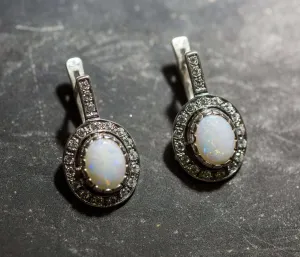 Opal Vintage Earrings - Long Opal Earrings - Opal Statement Earrings