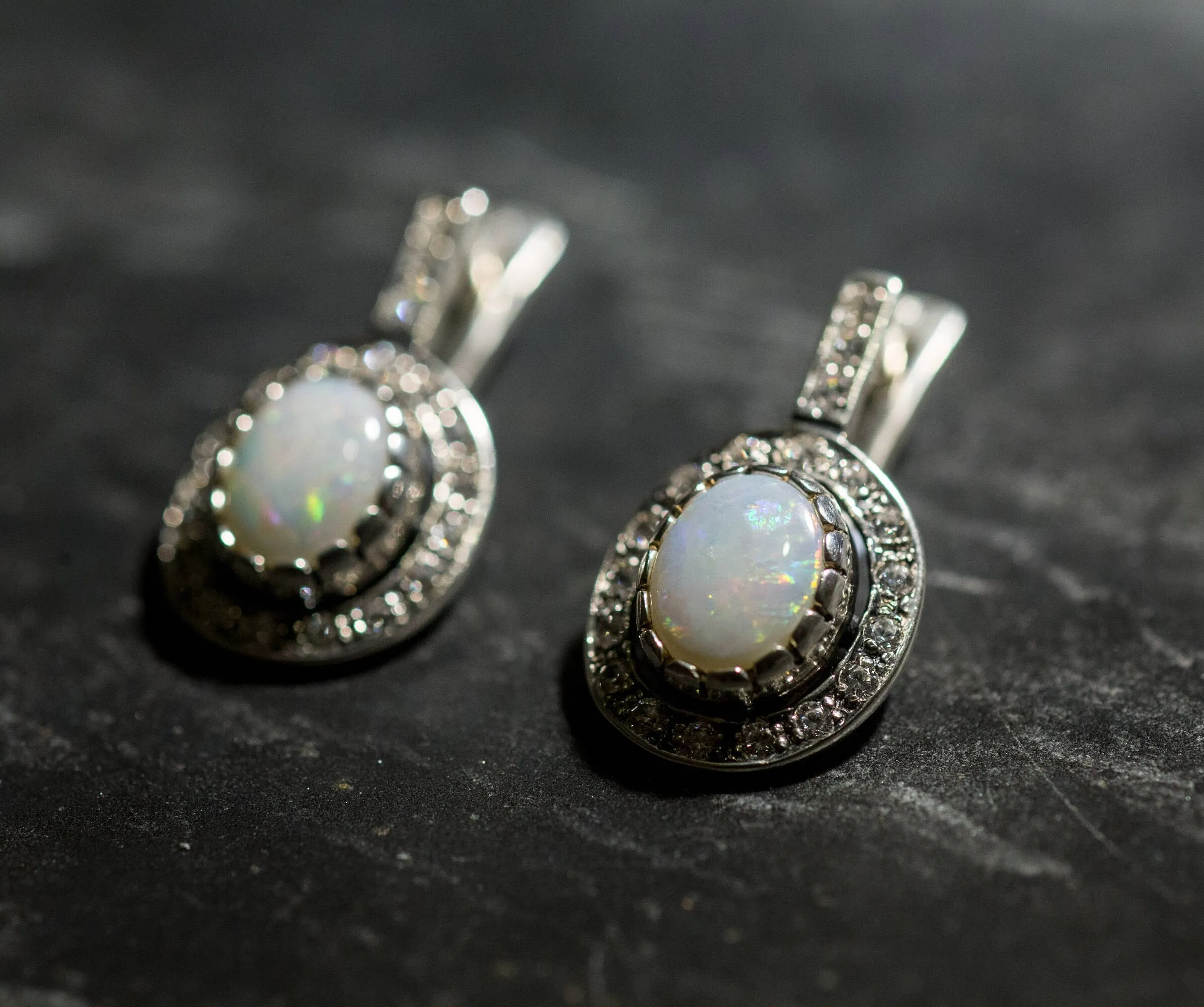 Opal Vintage Earrings - Long Opal Earrings - Opal Statement Earrings