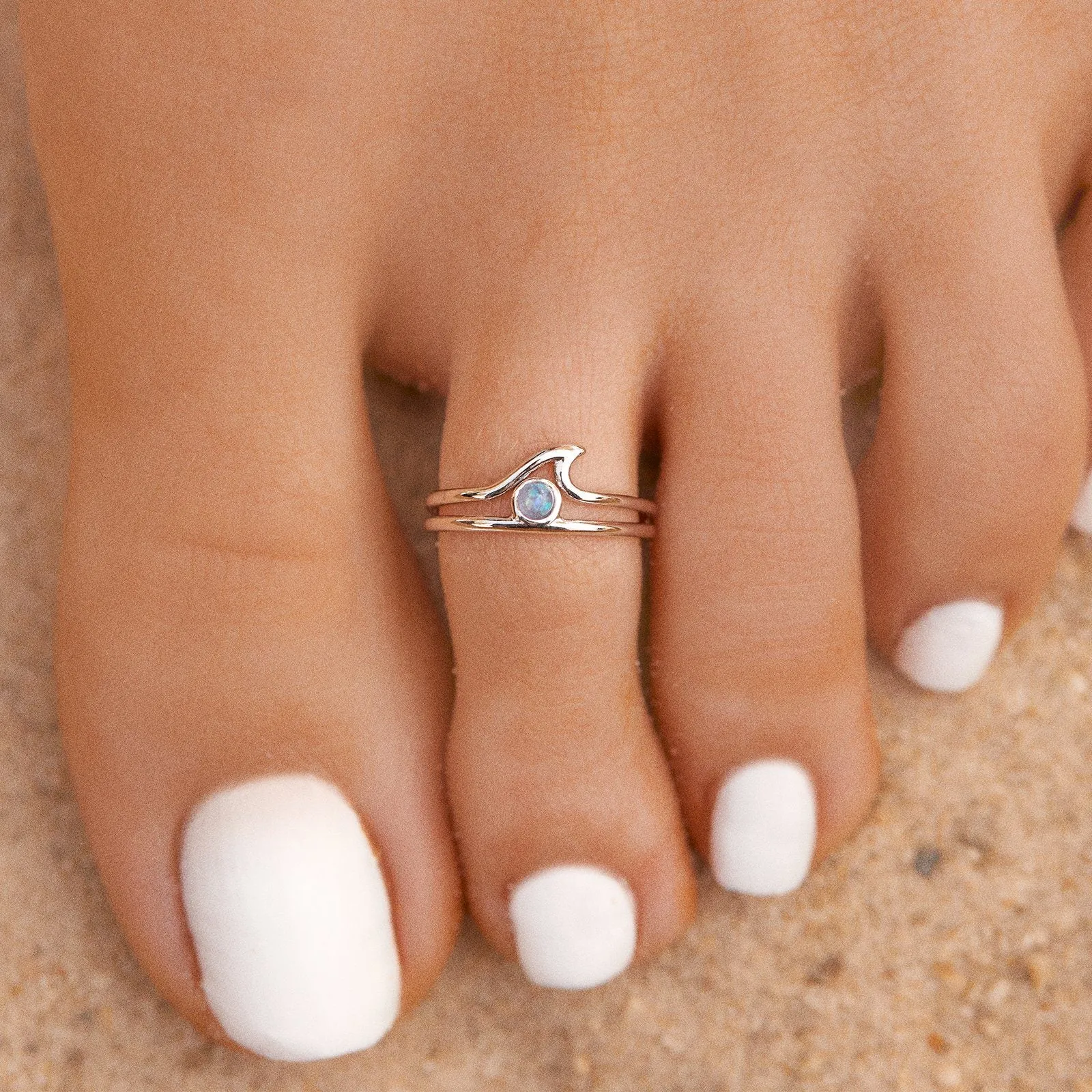 Opal Wave Toe Ring