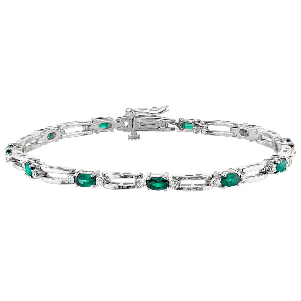 Oval Emerald and Diamond Bracelet