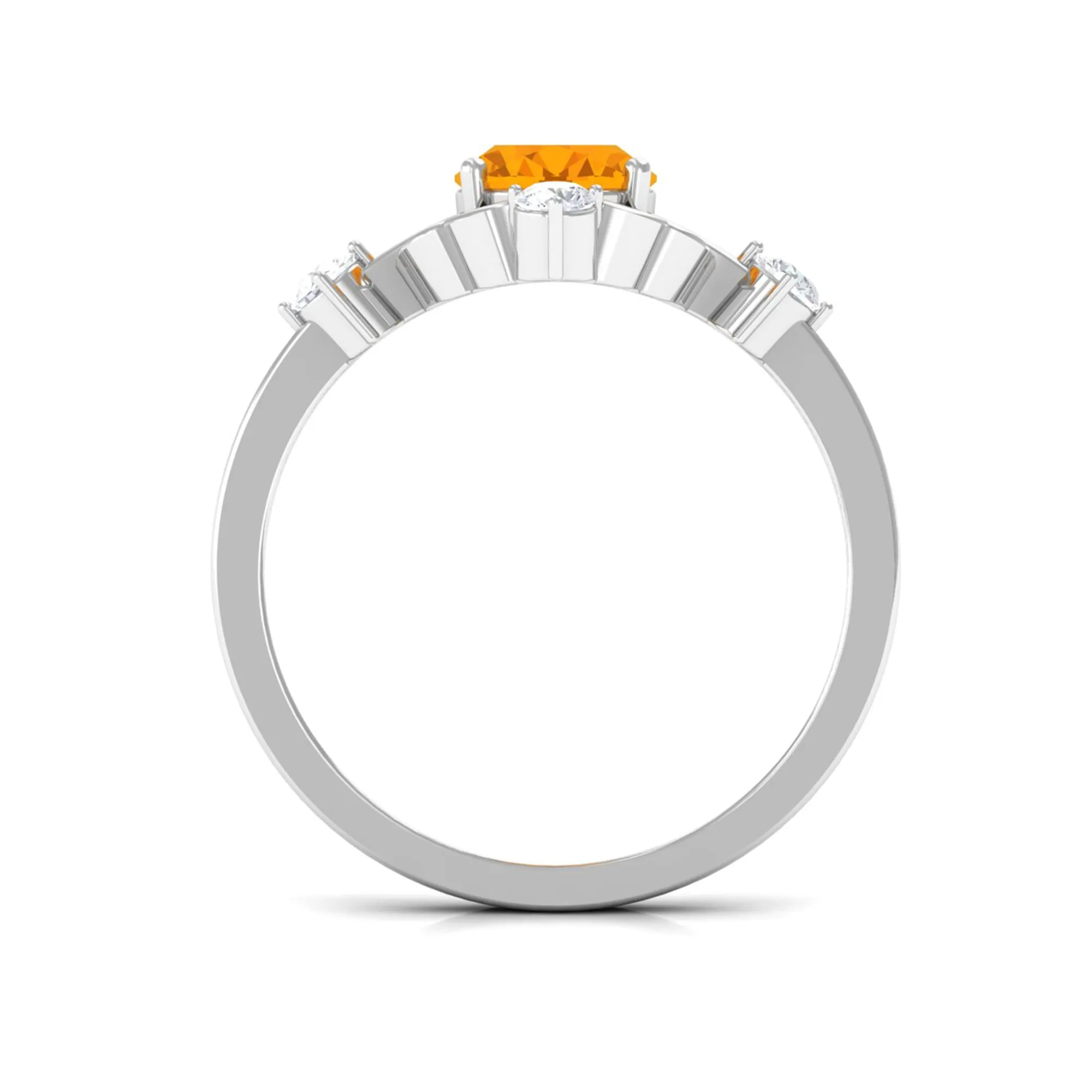 Oval Fire Opal Cocktail Ring with Diamond