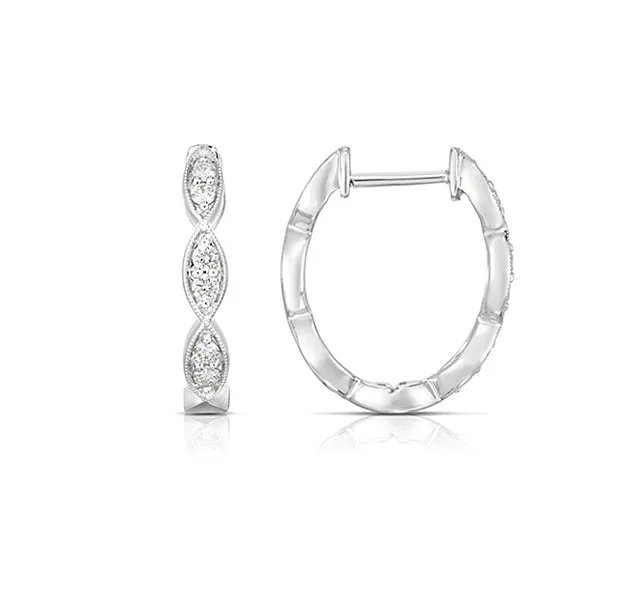 Oval Hoop Earrings with Marquise Shape