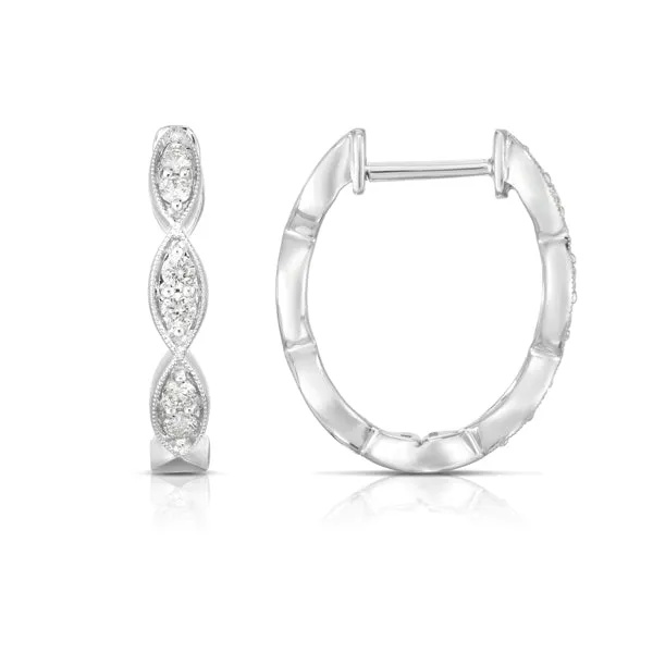 Oval Hoop Earrings with Marquise Shape