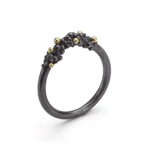 Oxidised Silver & Gold Granule Ring