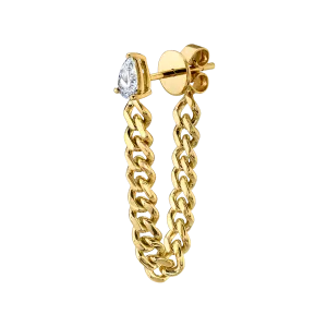 PEAR DIAMOND CUBAN LINK LOOP EARRING