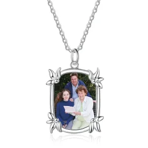 Personalized Custom Color Photo And Word Engraved 925 Sterling Silver Pendant Necklace