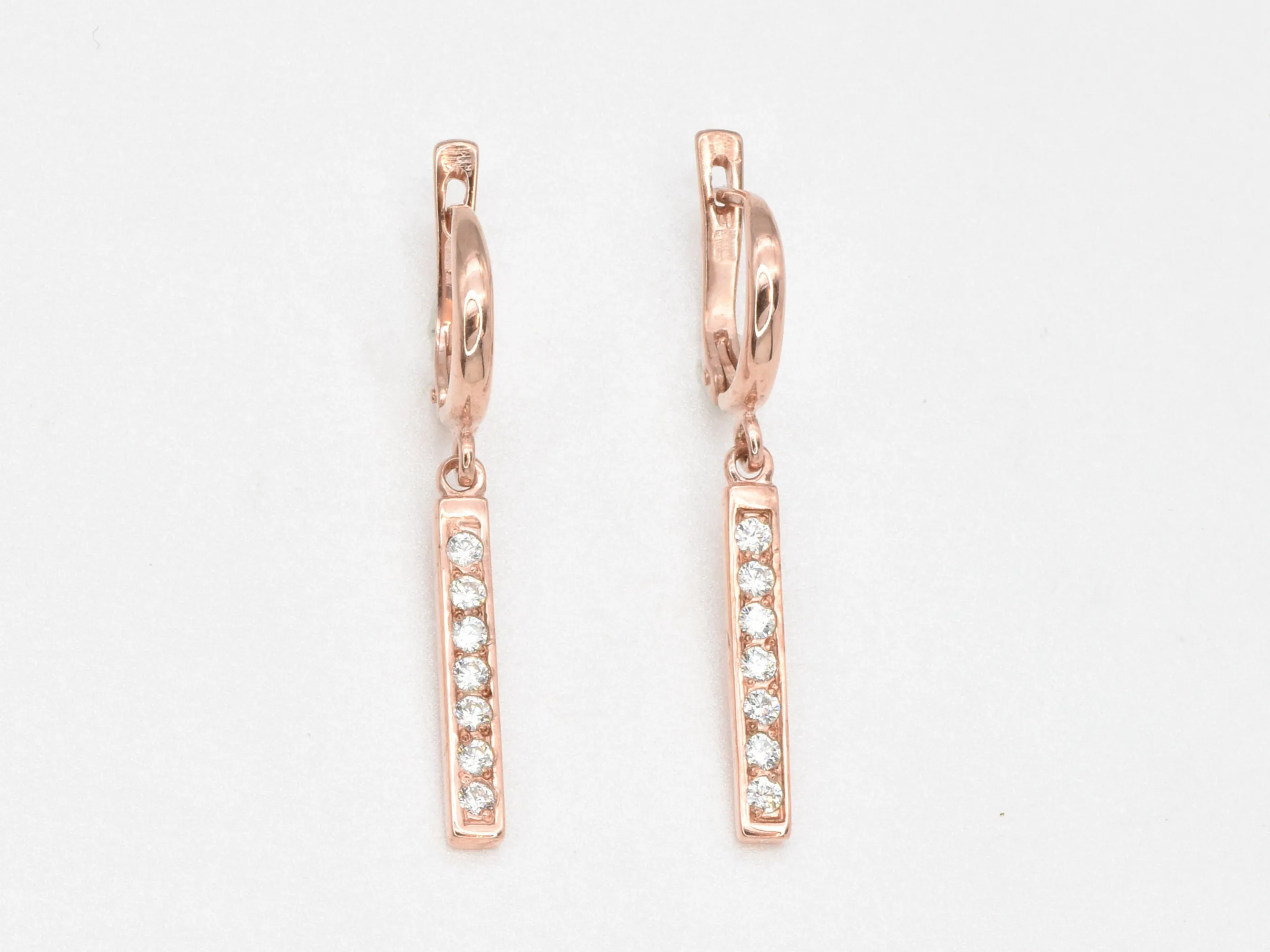 Pink Diamond Earrings - Drop Diamond Earrings - Rose Gold Dangling Earrings