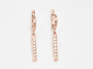 Pink Diamond Earrings - Drop Diamond Earrings - Rose Gold Dangling Earrings