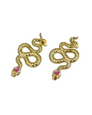 Pink Sapphire Crownwork Snake Earrings