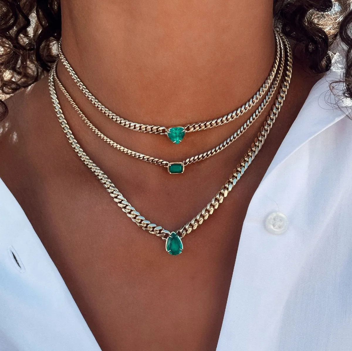 Queen Emerald Cut Emerald Cuban Choker