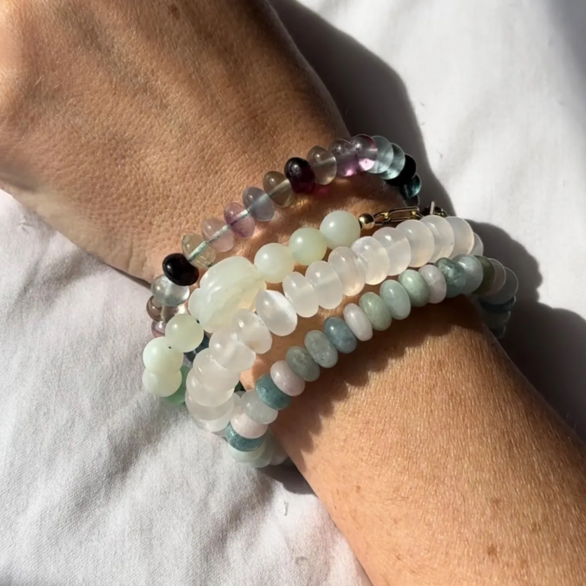 RAINBOW FLUORITE CANDY BEADS BRACELET