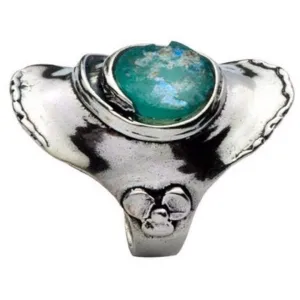 Ring sterling silver 925 set roman glass , Roman glass ring for woman