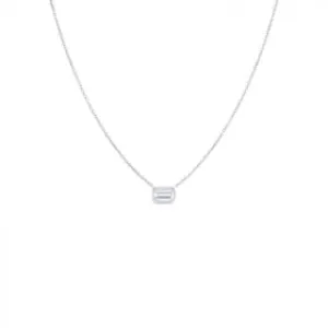 ROBERTO COIN 18K WHITE EAST-WEST SET EMERALD CUT DIAMOND SOLITAIRE NECKLACE