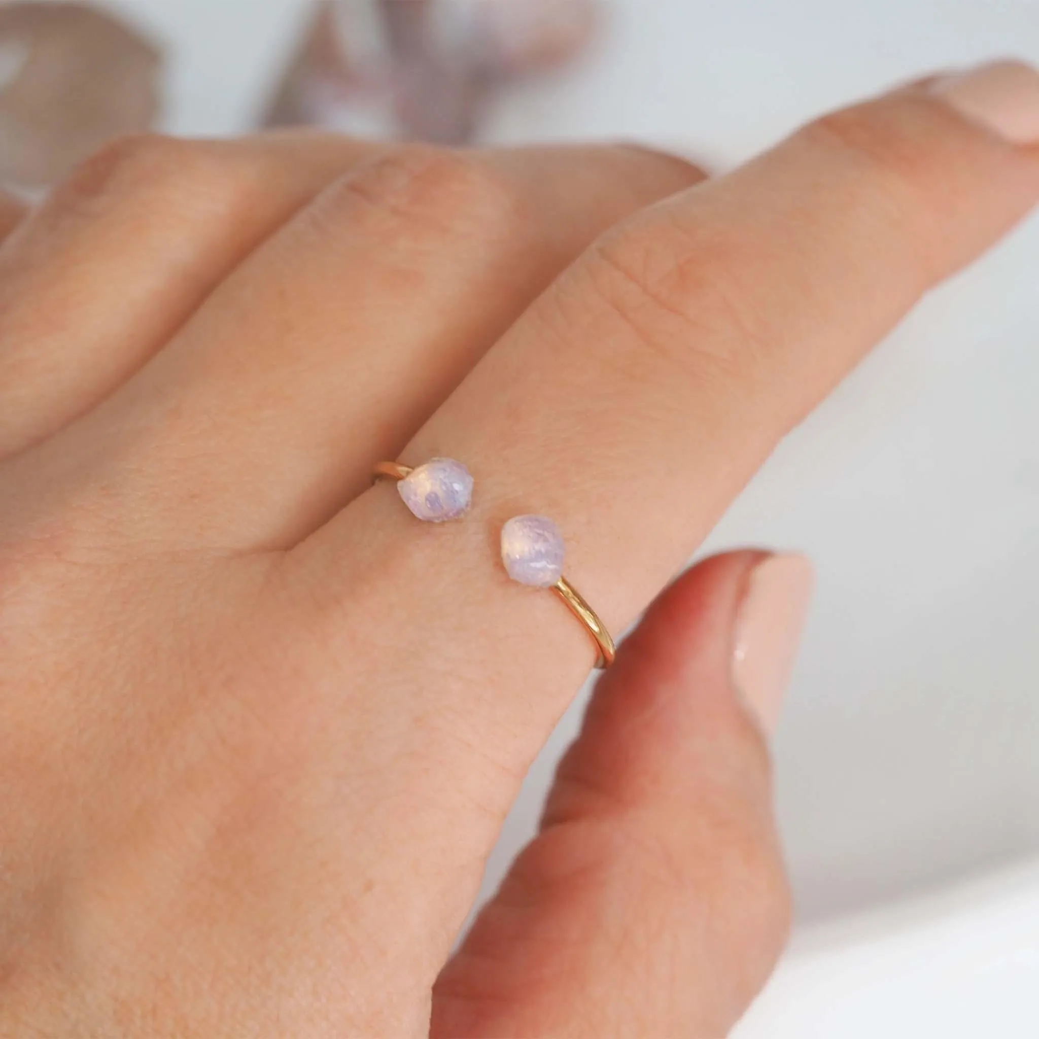 Rose Gold Little Raw Opal Ring