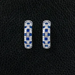 Sapphire & Diamond Hoop Earrings