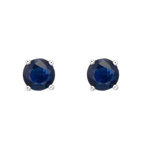 Sapphire Stud Earrings in 18k White Gold