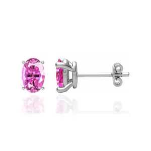 SAVANNAH - Oval Pink Sapphire 950 Platinum Stud Earrings