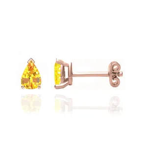 SCARLETT - Pear Yellow Sapphire 18k Rose Gold Stud Earrings