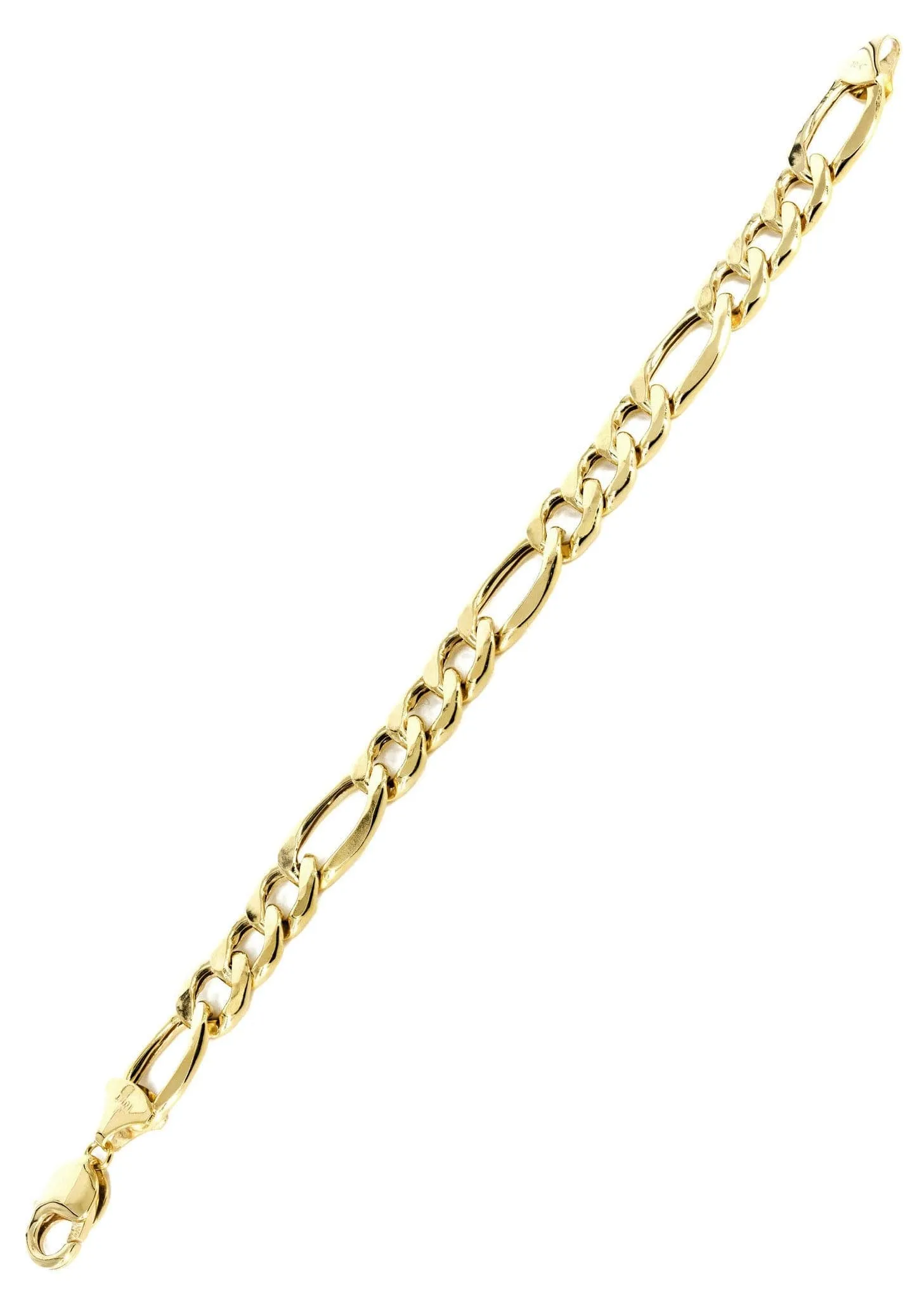 Semi Solid  Mens Figaro Bracelet 10K Yellow Gold