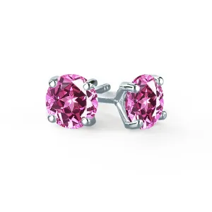 SENA - Round Pink Sapphire 950 Platinum Stud Earrings