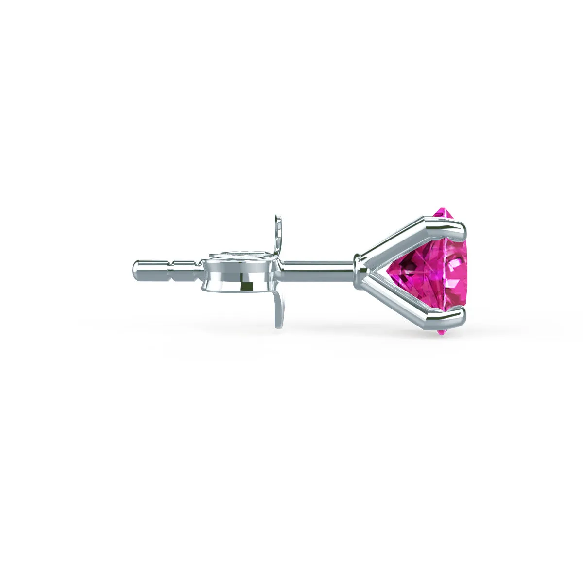 SENA - Round Pink Sapphire 950 Platinum Stud Earrings