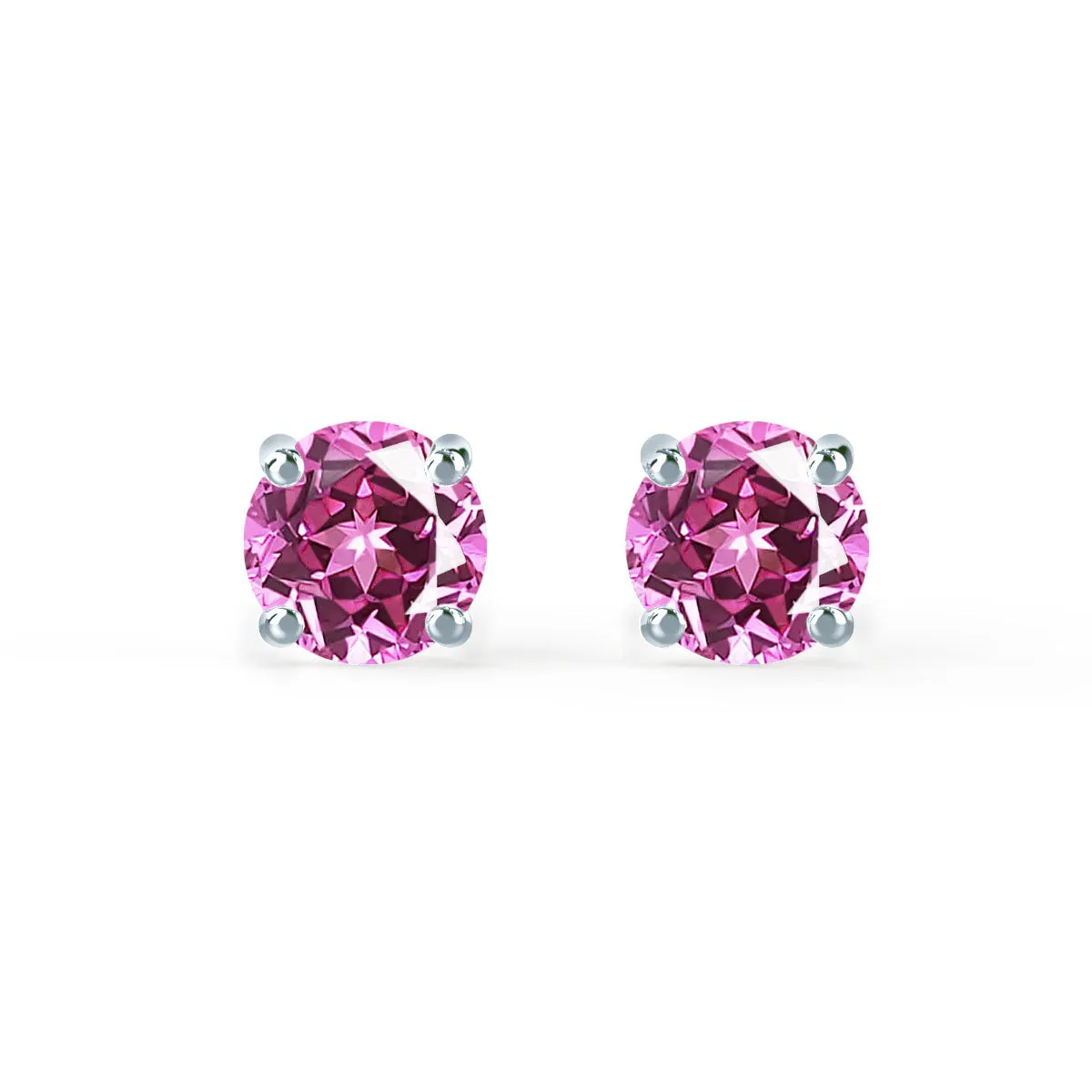 SENA - Round Pink Sapphire 950 Platinum Stud Earrings