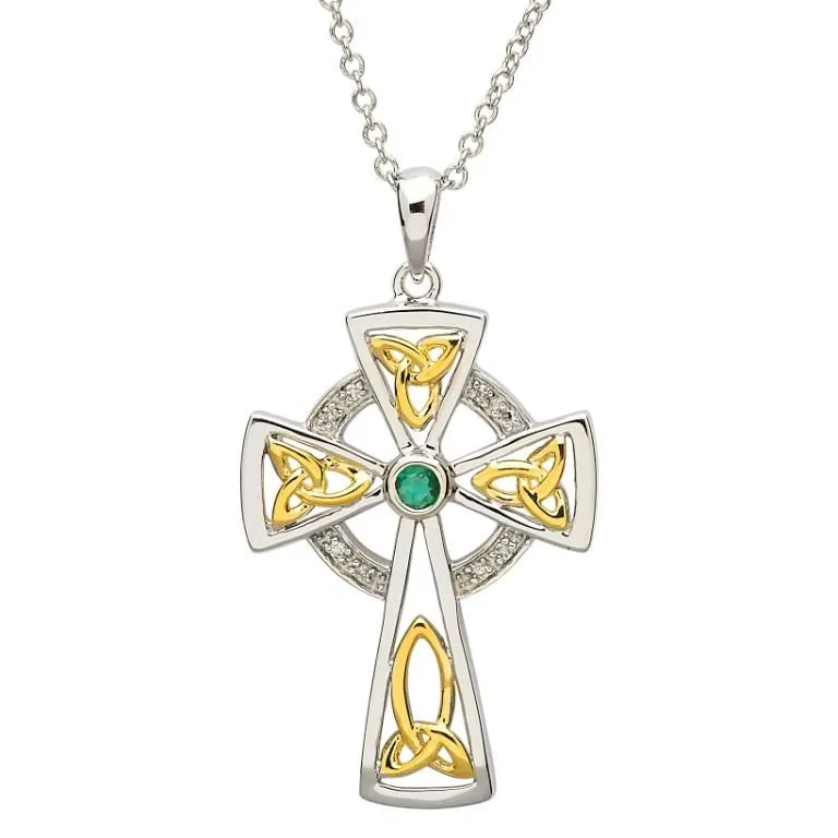 ShanOre Diamond and Emerald Celtic Trinity Cross