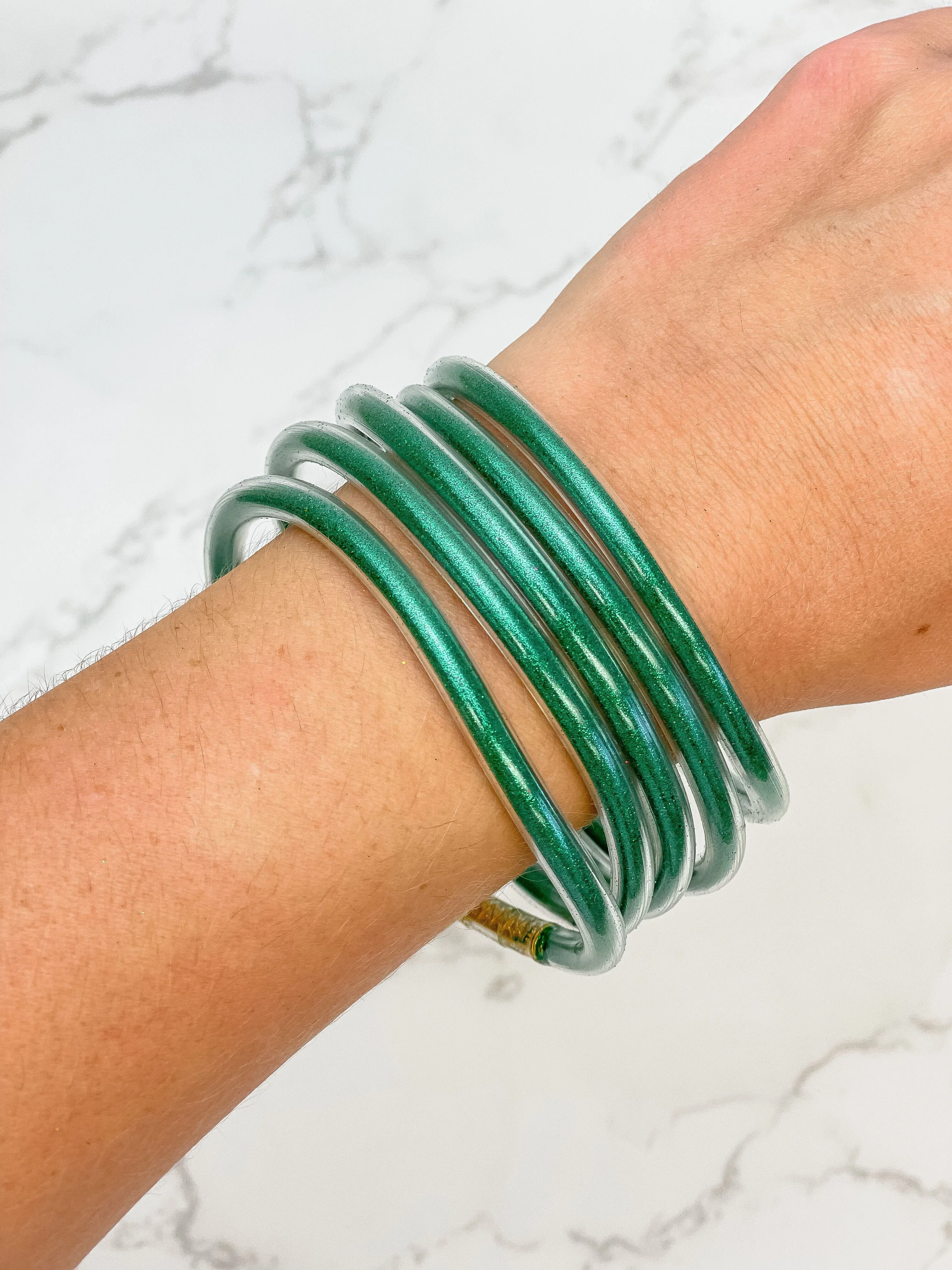 Shimmer Tube Bracelets - Green