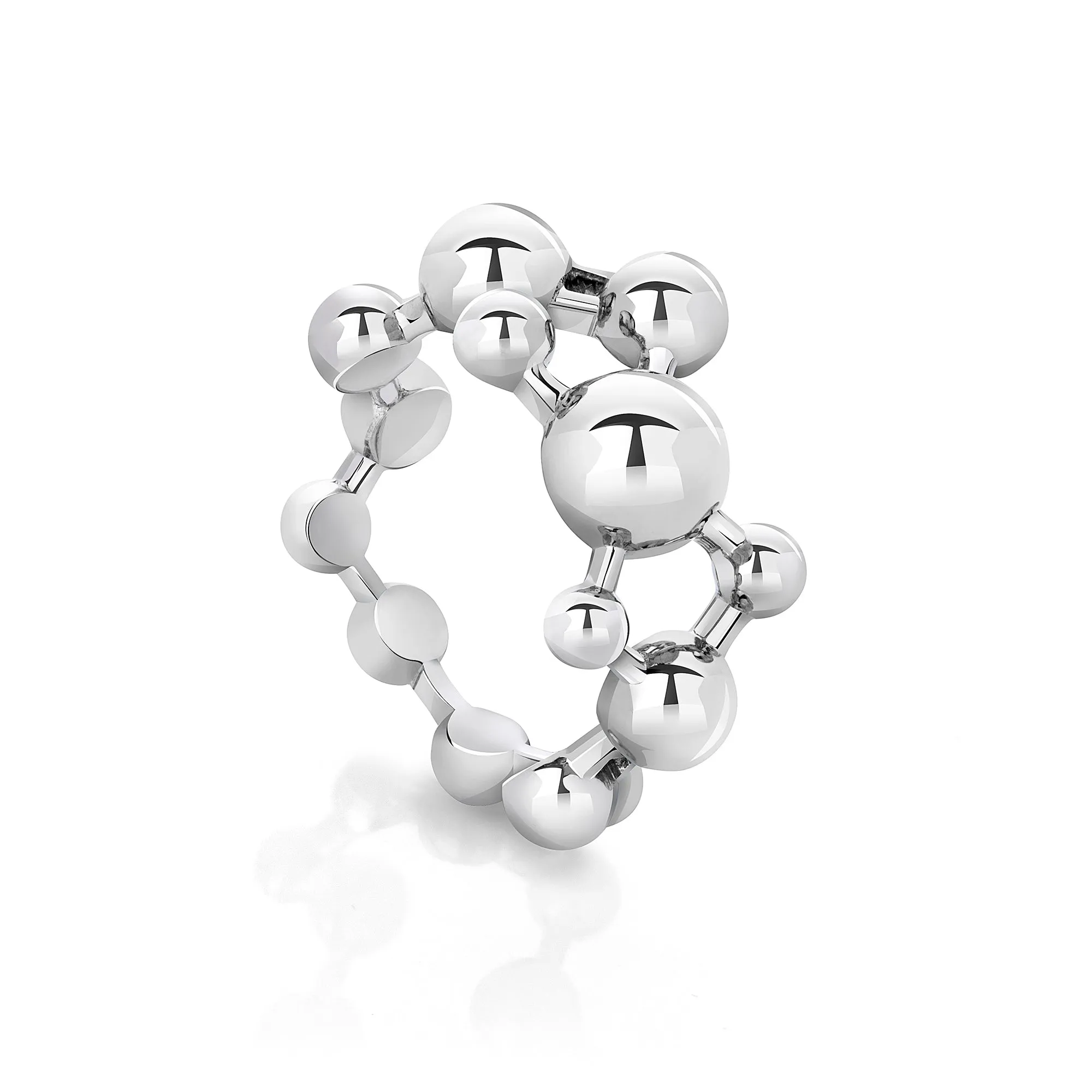 Silver Atomic Sphere Ring