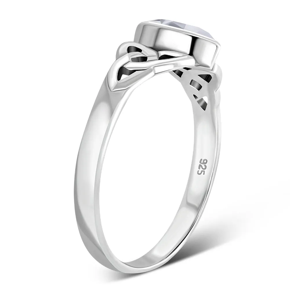 Silver Celtic Ring set w/ Clear CZ