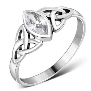 Silver Celtic Ring set w/ Clear CZ