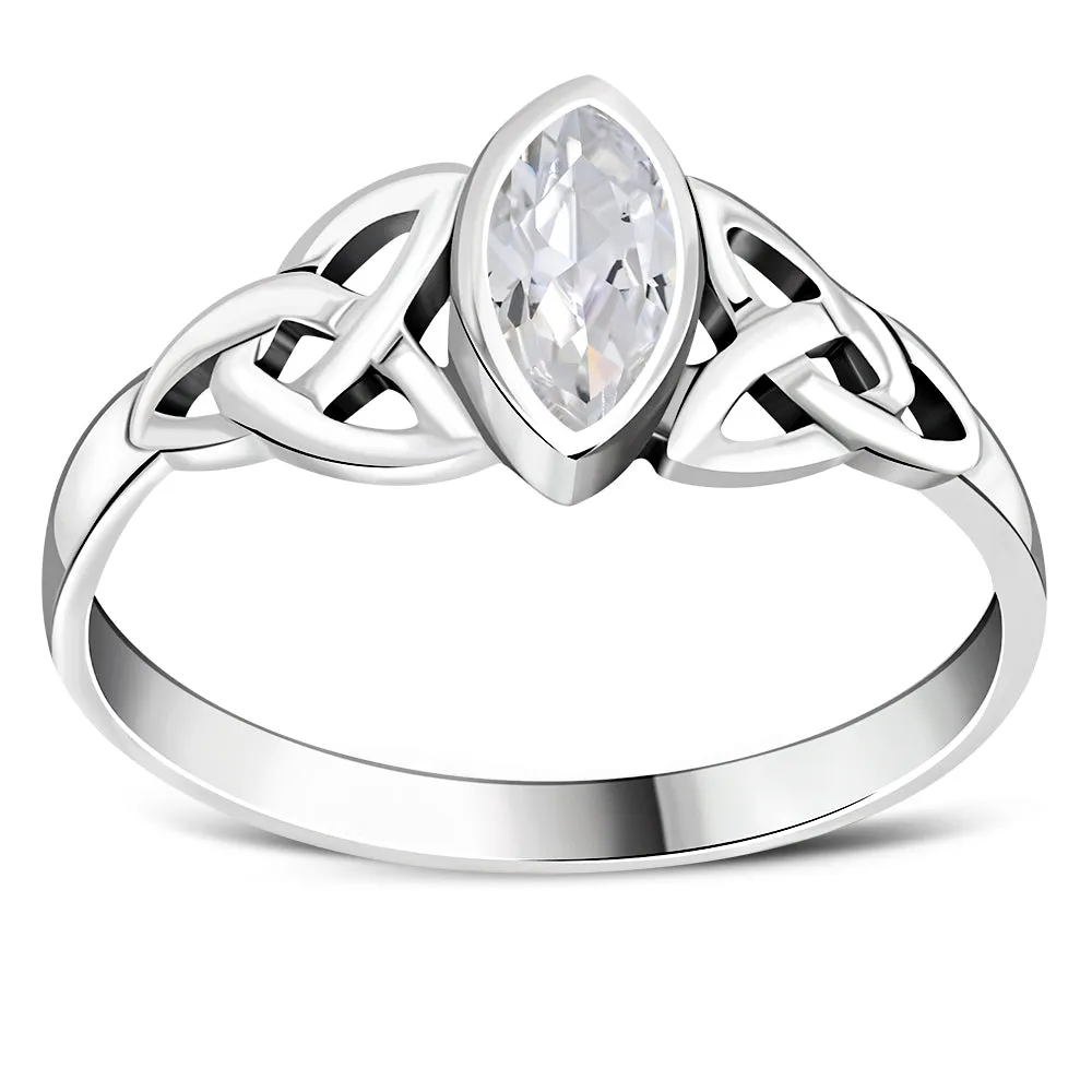 Silver Celtic Ring set w/ Clear CZ