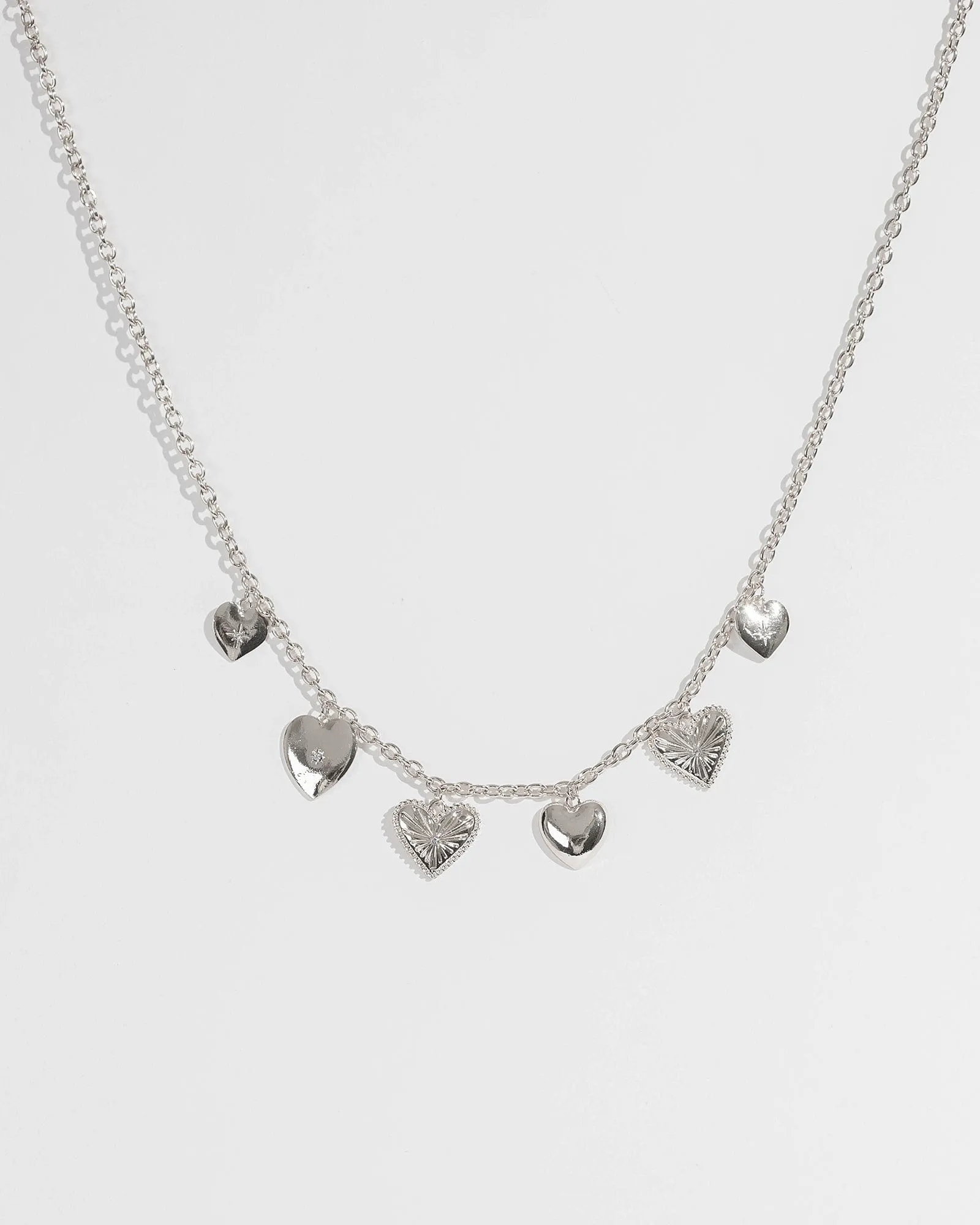 Silver Heart Pendants Necklace