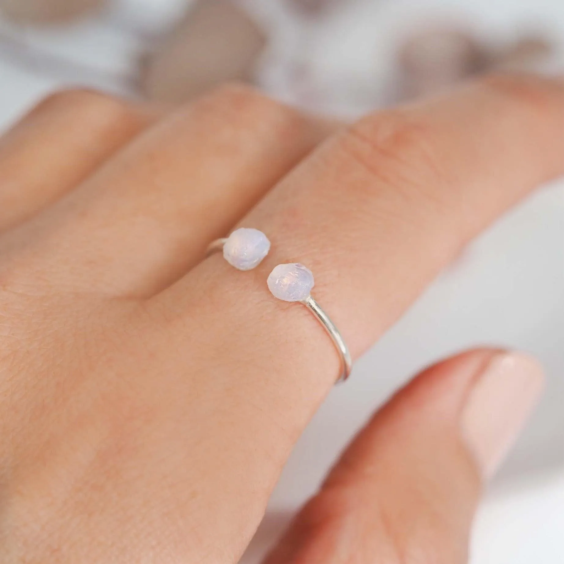 Silver Little Raw Opal Ring