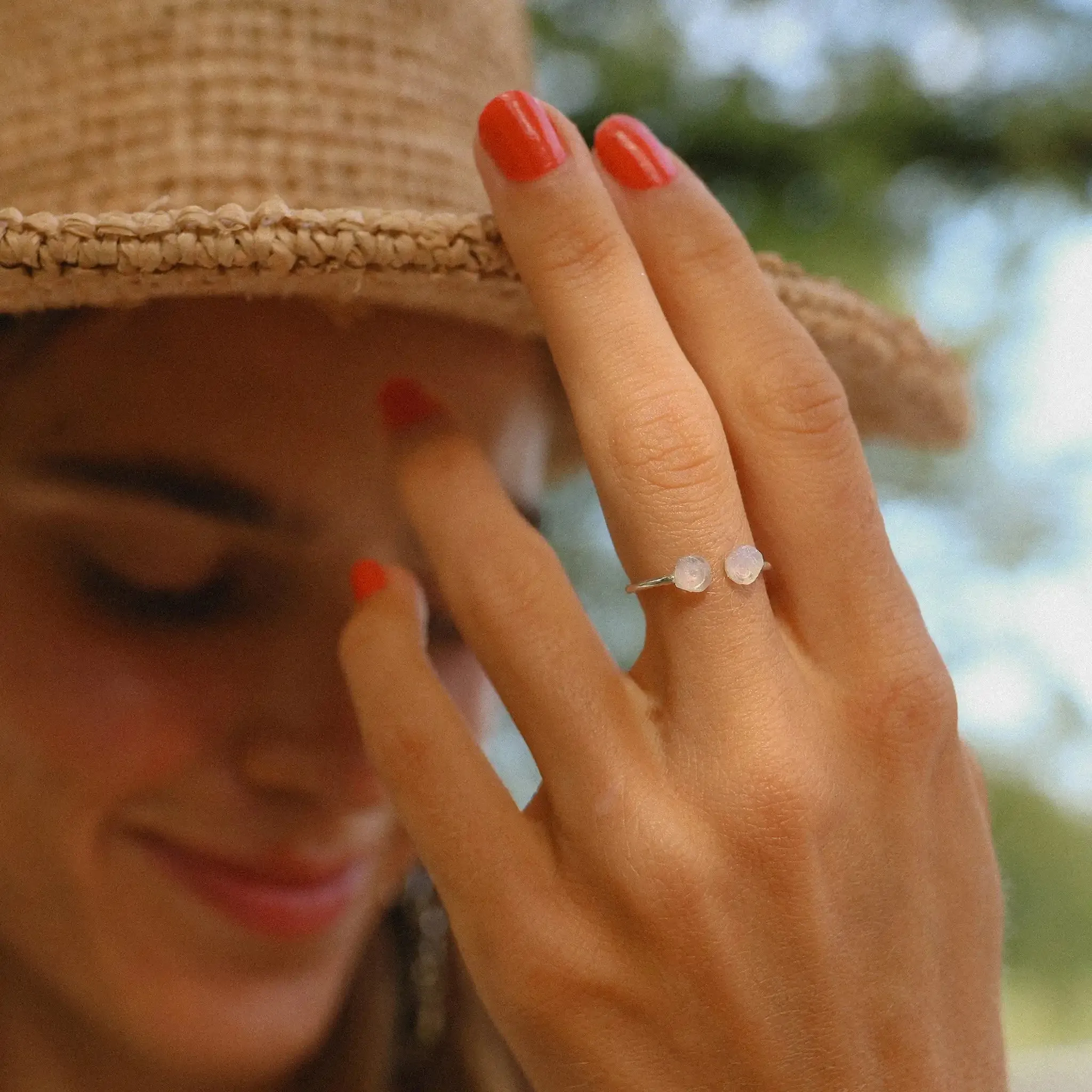 Silver Little Raw Opal Ring