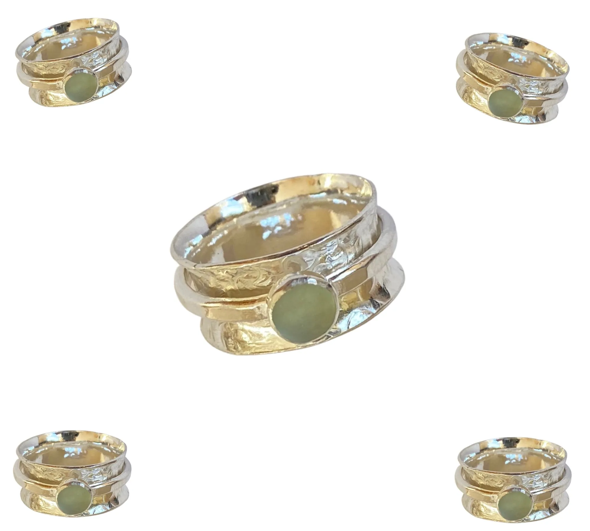 Silver Sea Glass Spinner Ring