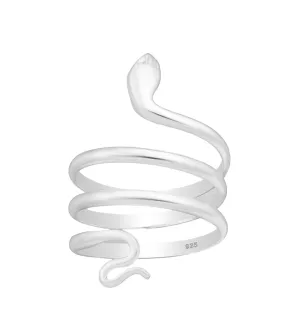 Snake Wrap Around Ring Sterling Silver 925  Luxury Waterproof Adjustable Statement Ring