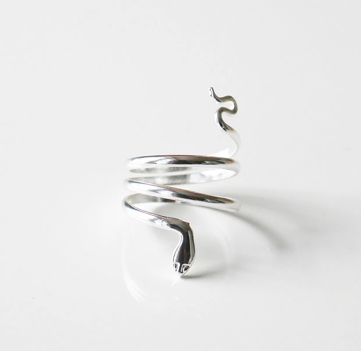 Snake Wrap Around Ring Sterling Silver 925  Luxury Waterproof Adjustable Statement Ring