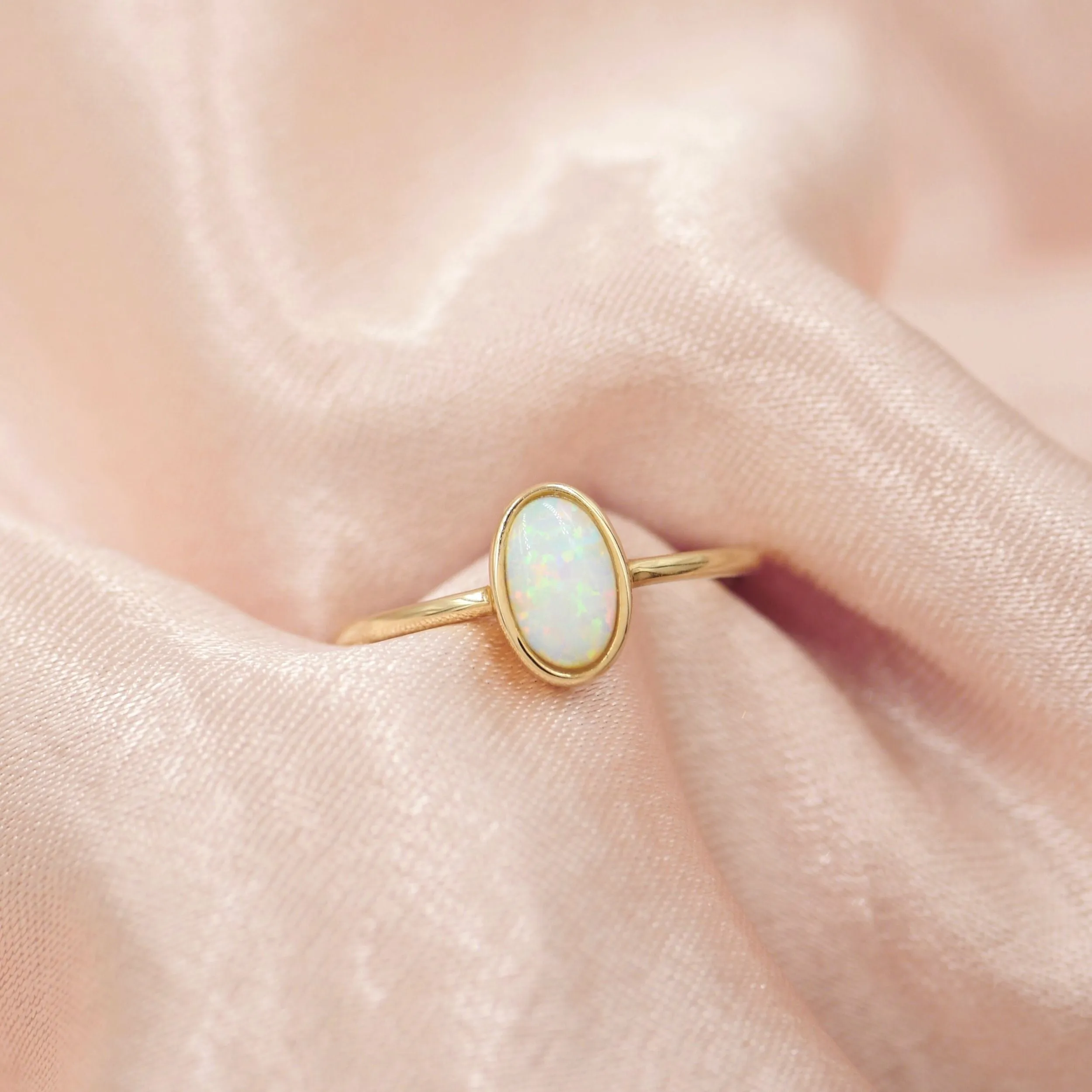 Solid Gold Opal Sunburst Ring Set