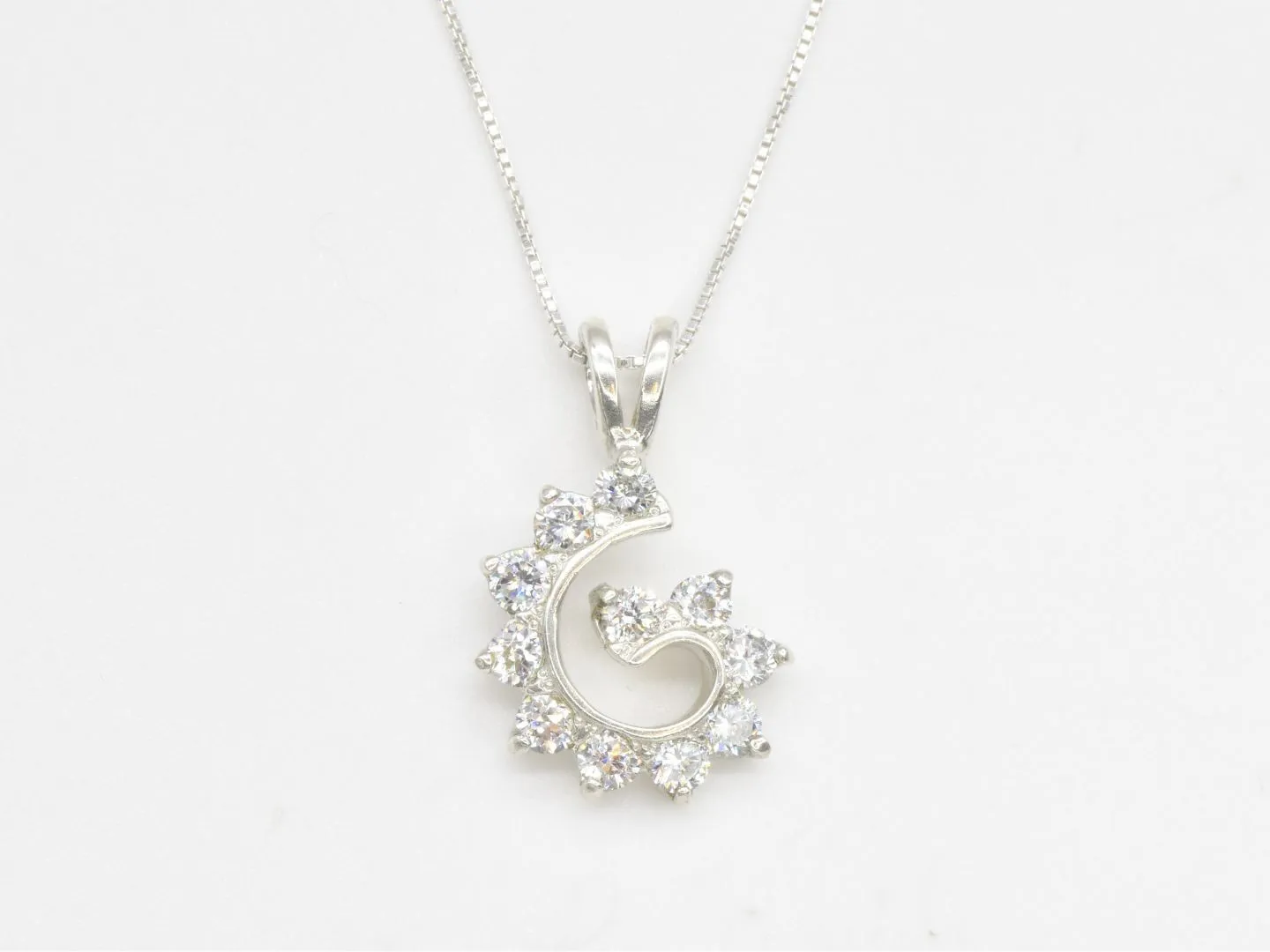 Spiral Diamond Necklace - Created CZ Diamond Pendant - Swirl Diamond Necklace