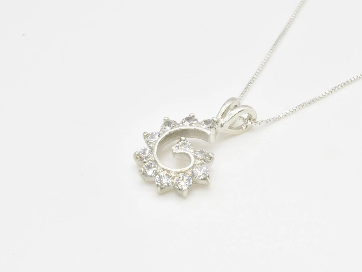 Spiral Diamond Necklace - Created CZ Diamond Pendant - Swirl Diamond Necklace