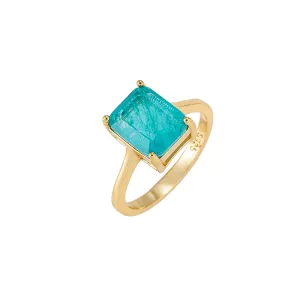 Square Cut Aqua Topaz Ring