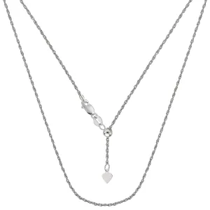 Sterling Silver Rhodium Plated Adjustable Rope Chain Necklace, 1.0mm, 22"